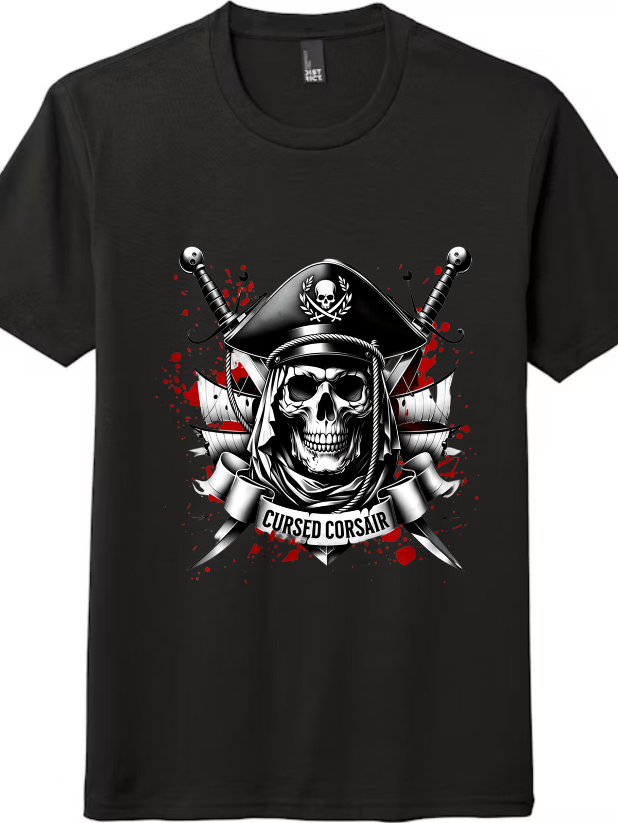 Gothic Pirate Skull Graphic Tee | Cursed Corsair Design, Unisex Statement Shirt