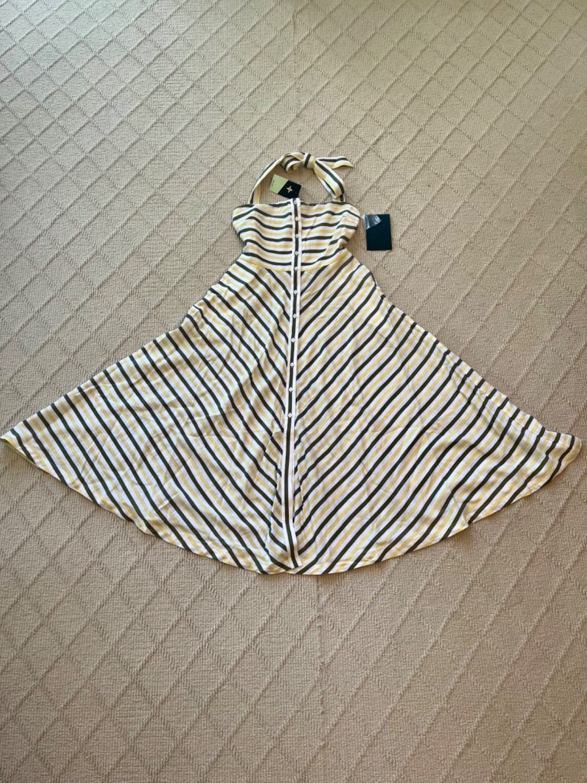 Tuckernuck Green/Yellow Stripe Halter Button Down Mirabel Dress and Short Set