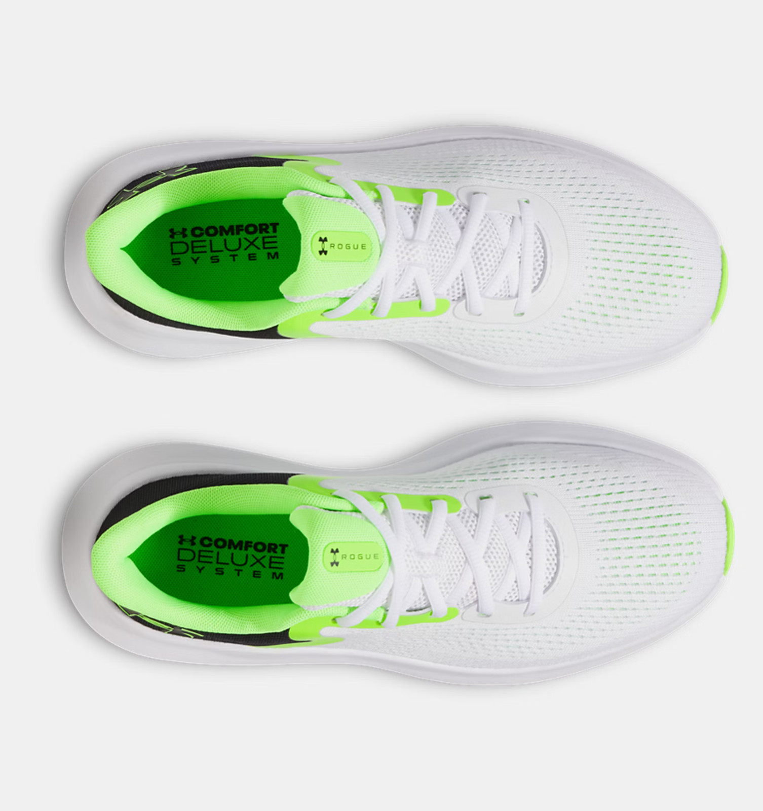 Under Armour Rogue 5 Men’s Running Shoes Size 12 White Black Hyper Green NEW
