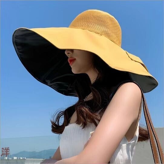 Women’s Summer Wide Brim Cap UV Protection Sun Beach Hats Foldable Bucket Hat,US