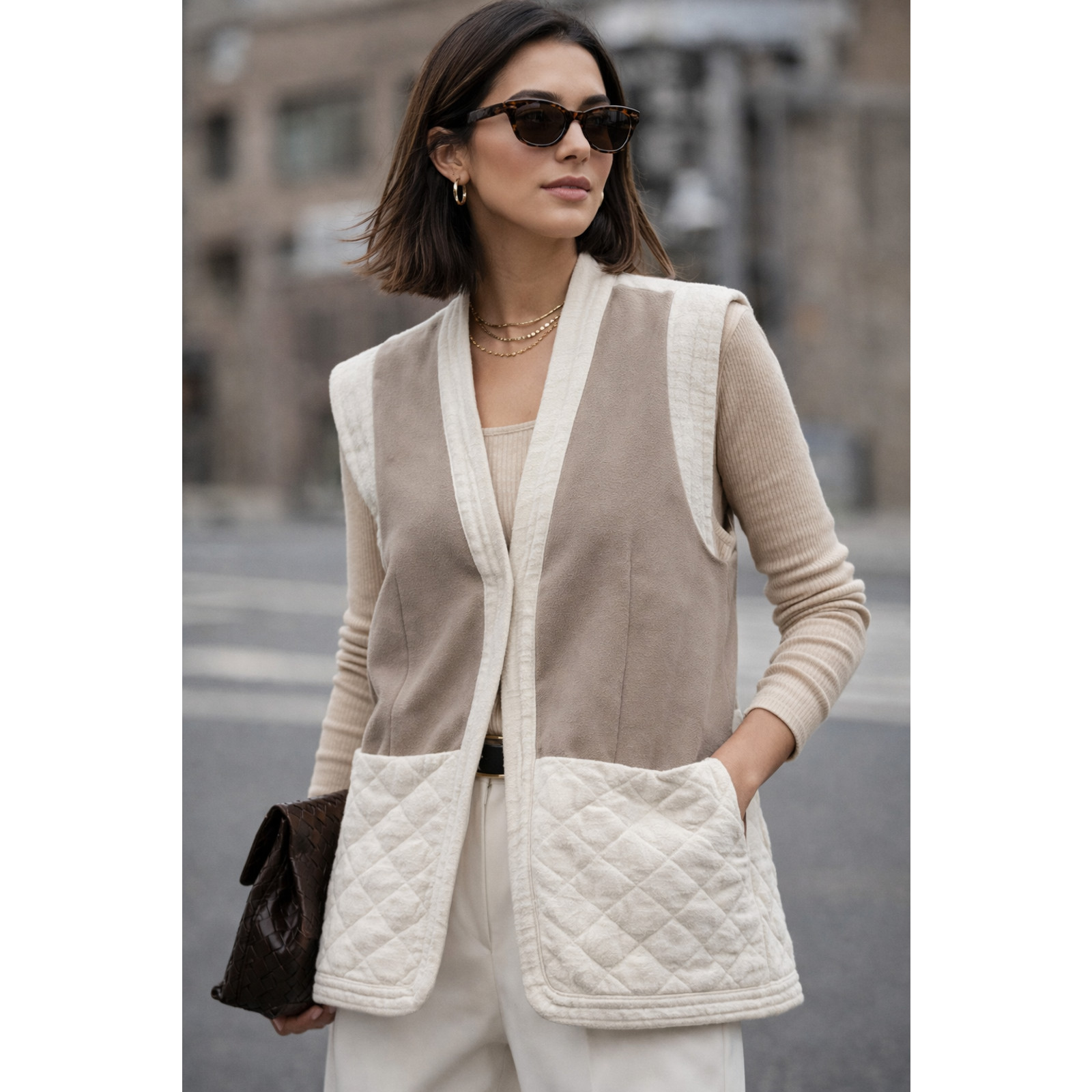 & Other Stories Quilted Vest Scandinavian Minimalist urban chic Effortless Sz-4