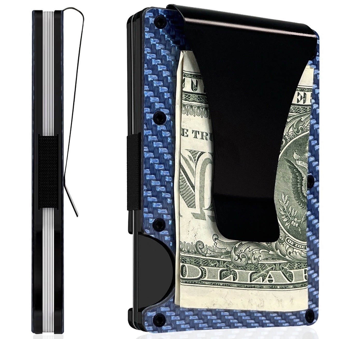 Stylish Blue RFID Wallet for Men, Slim Carbon Fiber Ideal Gift for Any Occasion