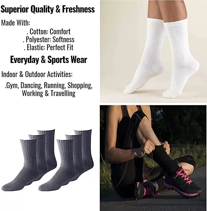 5-100 Dozens wholesale Bulk Lots Mens Solid Sports Cotton Crew Socks 9-11 10-13