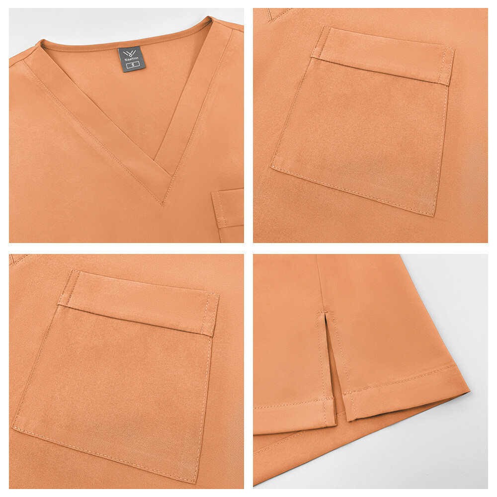 2pcs/set Medical Uniform Nursing Scrub Men Women V-Neck Straight Multi-pocket