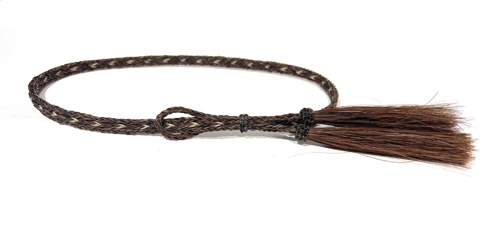 Light Brown western cowboy hat band, Horse Hair Braided Tassels Adjustable Band