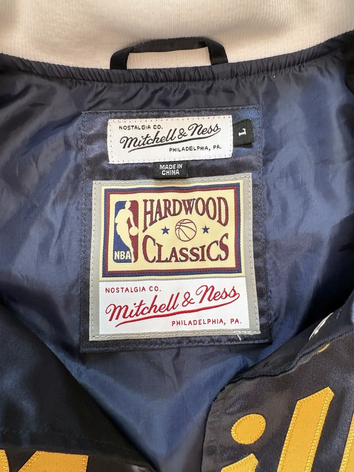 Mitchell & Ness Men’s Blue Miller Lite Varsity Jacket Logo Snap Front Pockets L