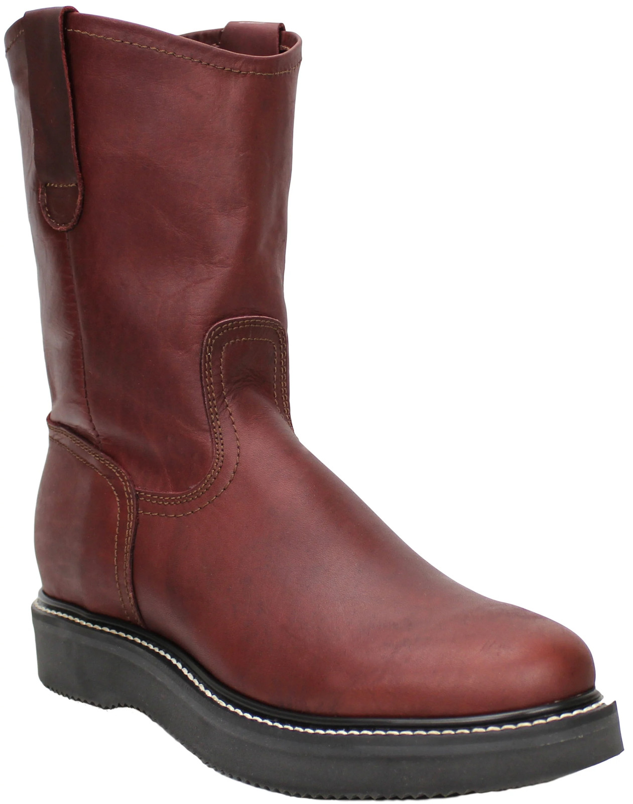 Men Genuine Leather Greenfield Rubber Sole Round Toe Shedron Work Boots