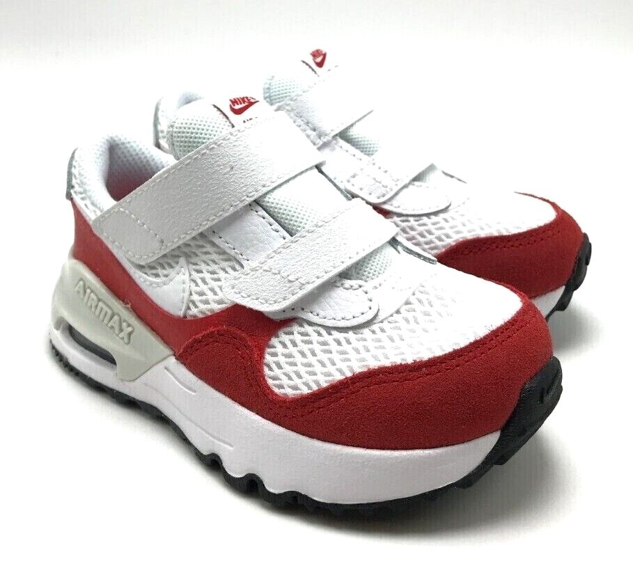 *NEW* Toddler NIKE AIR MAX SYSTEM (TD) WHITE/RED (DQ0286 108), SZ 2.0C – 10.0C