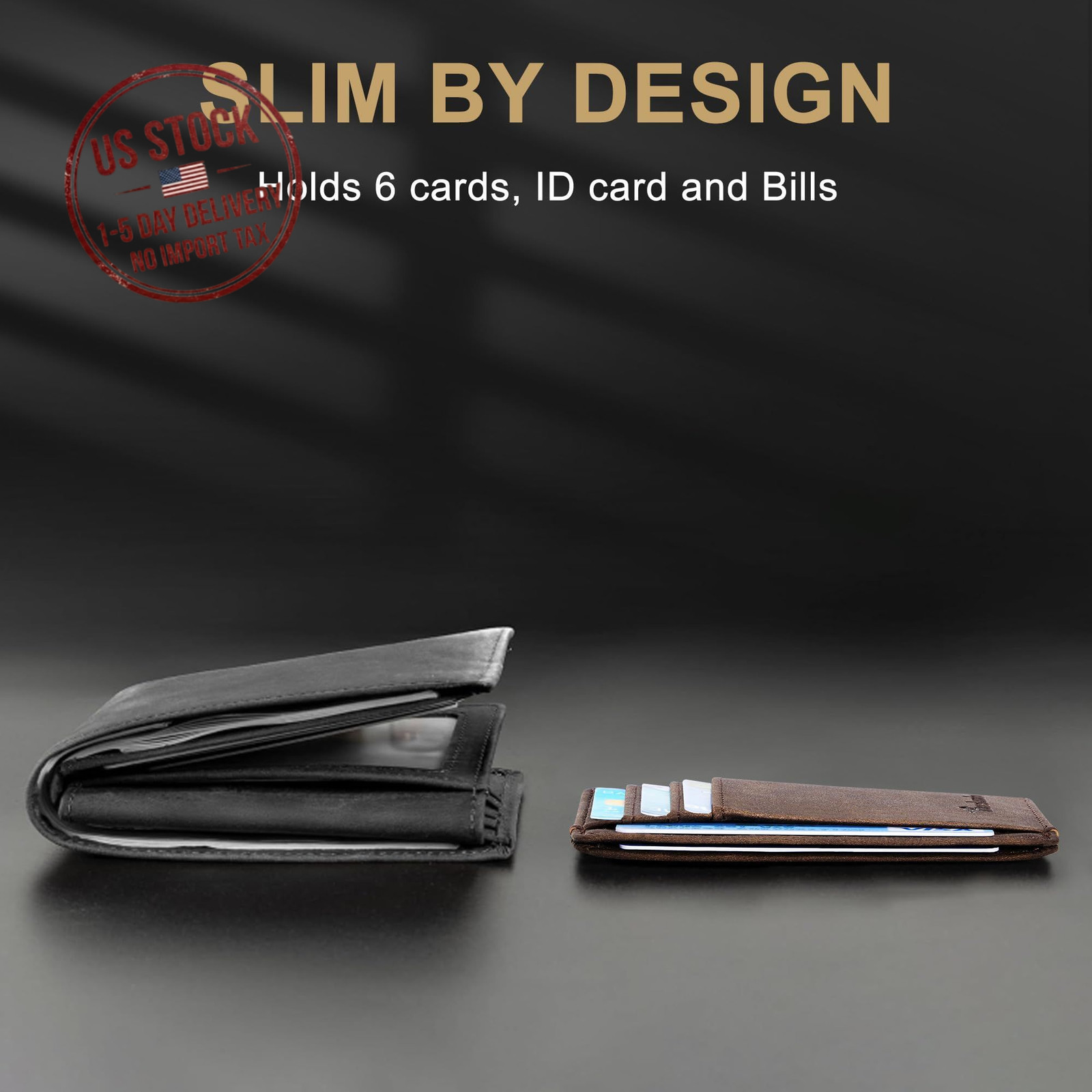 Slim RFID Leather Wallet for Men, Minimalist Front Pocket – Father’s Day Gift