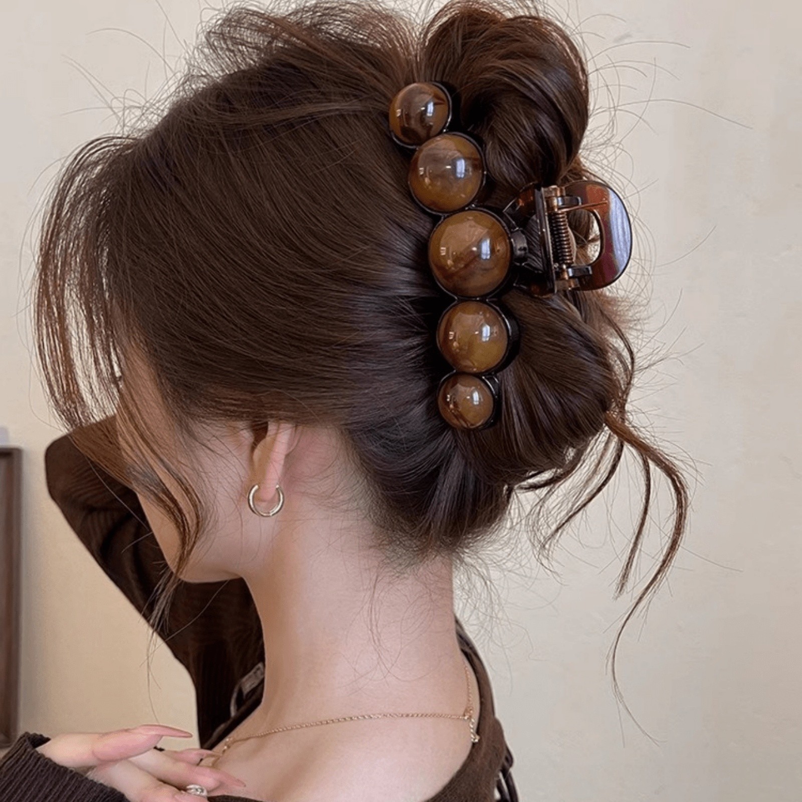 1pc Fashion Pearl Large Simple Elegant Acrylic Hair Claw Hairpin For Women’s