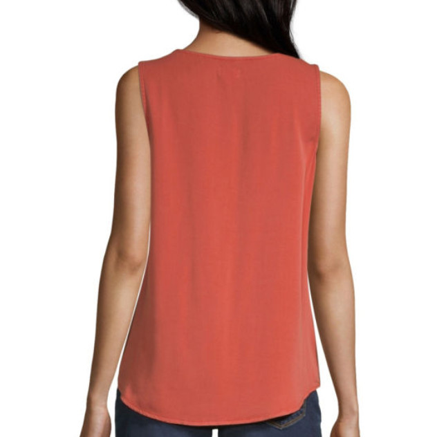 a.n.a. Women’s Sleeveless Blouse Shirt MEDIUM Burnt Ochre Chest Pockets New