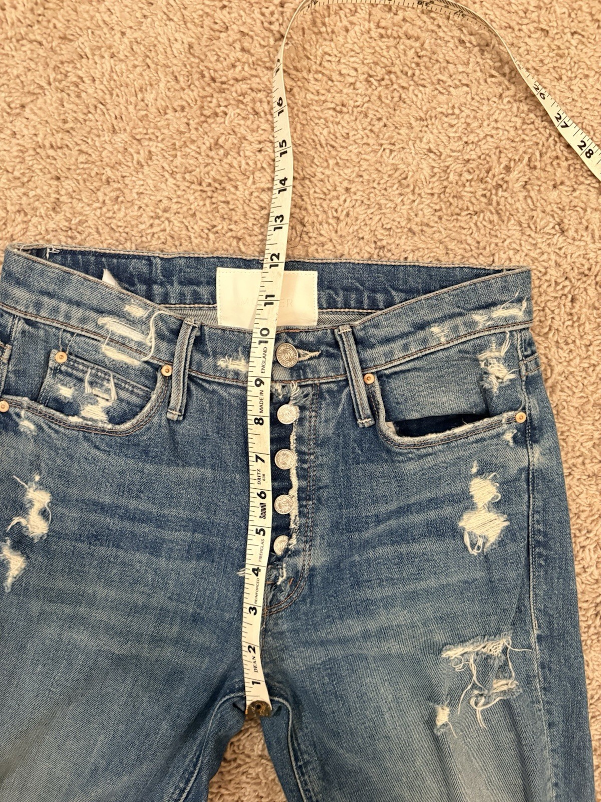 MOTHER Mid Rise Fly Cut Dazzler Ankle Jeans Size 26 Walking On Stones Distressed