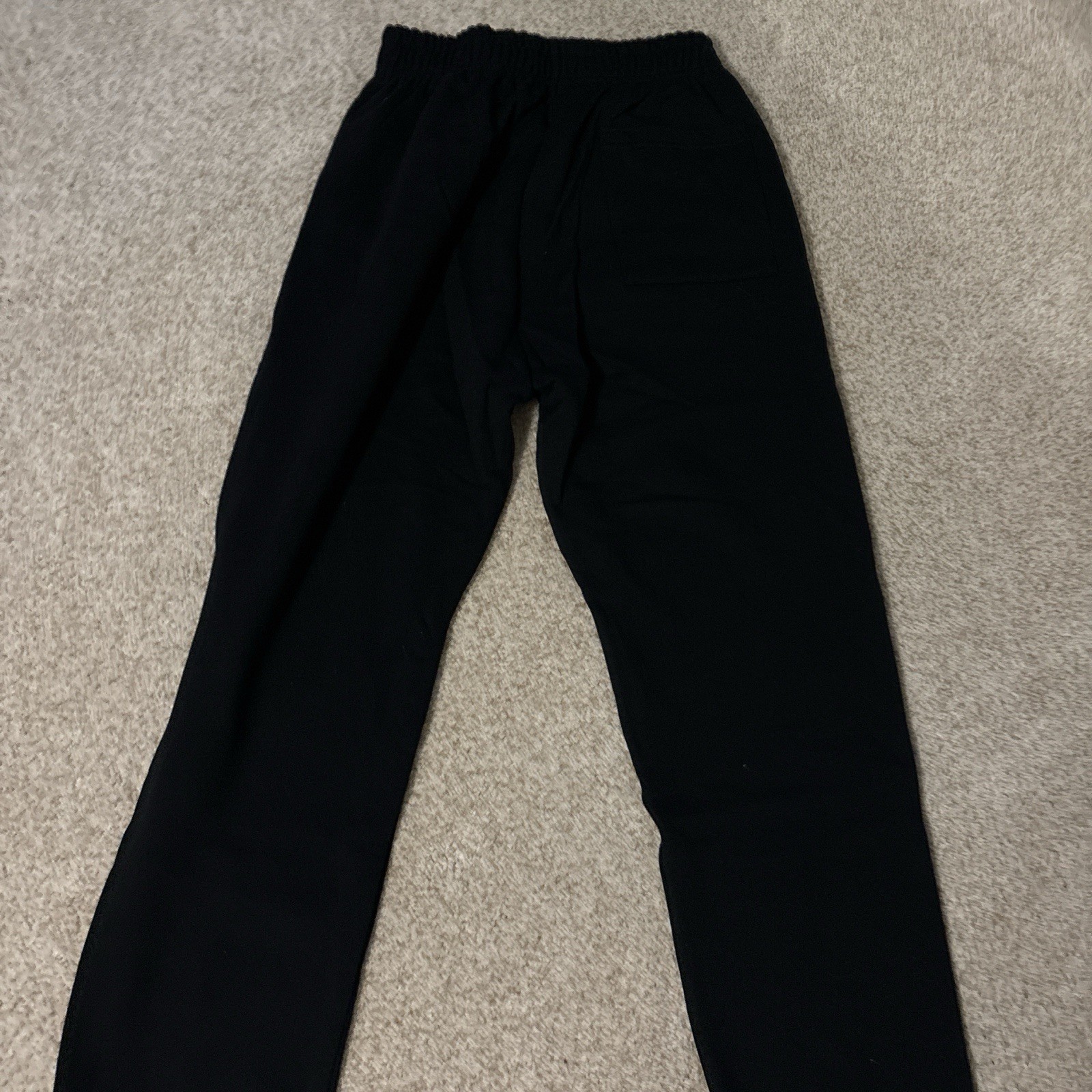 Men’s Black Graphic Print Jogger Pants Cotton Fleece Drawstring Elastic M