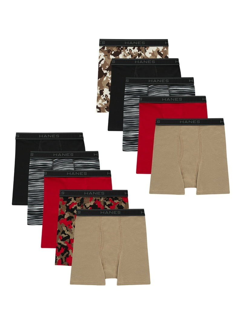 Hanes Boys’ Comfort Flex Boxer Briefs, Super Value Pack, 10-pack, Size L (12-14)