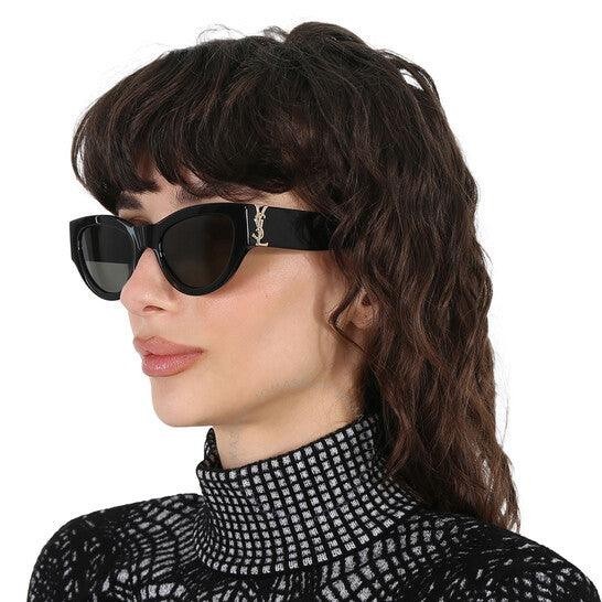 Saint Laurent SL M94 001 Cat Eye Sunglasses Black/Gold Dark Grey Lens