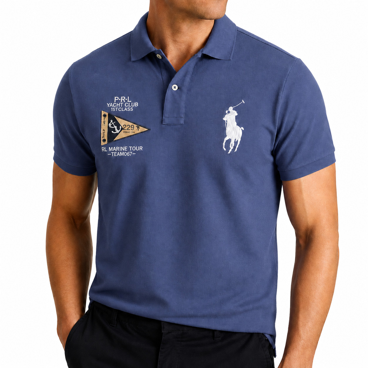 Polo Ralph Lauren Men’s Custom Fit Polo Shirt Size L Navy Blue Yacht Club