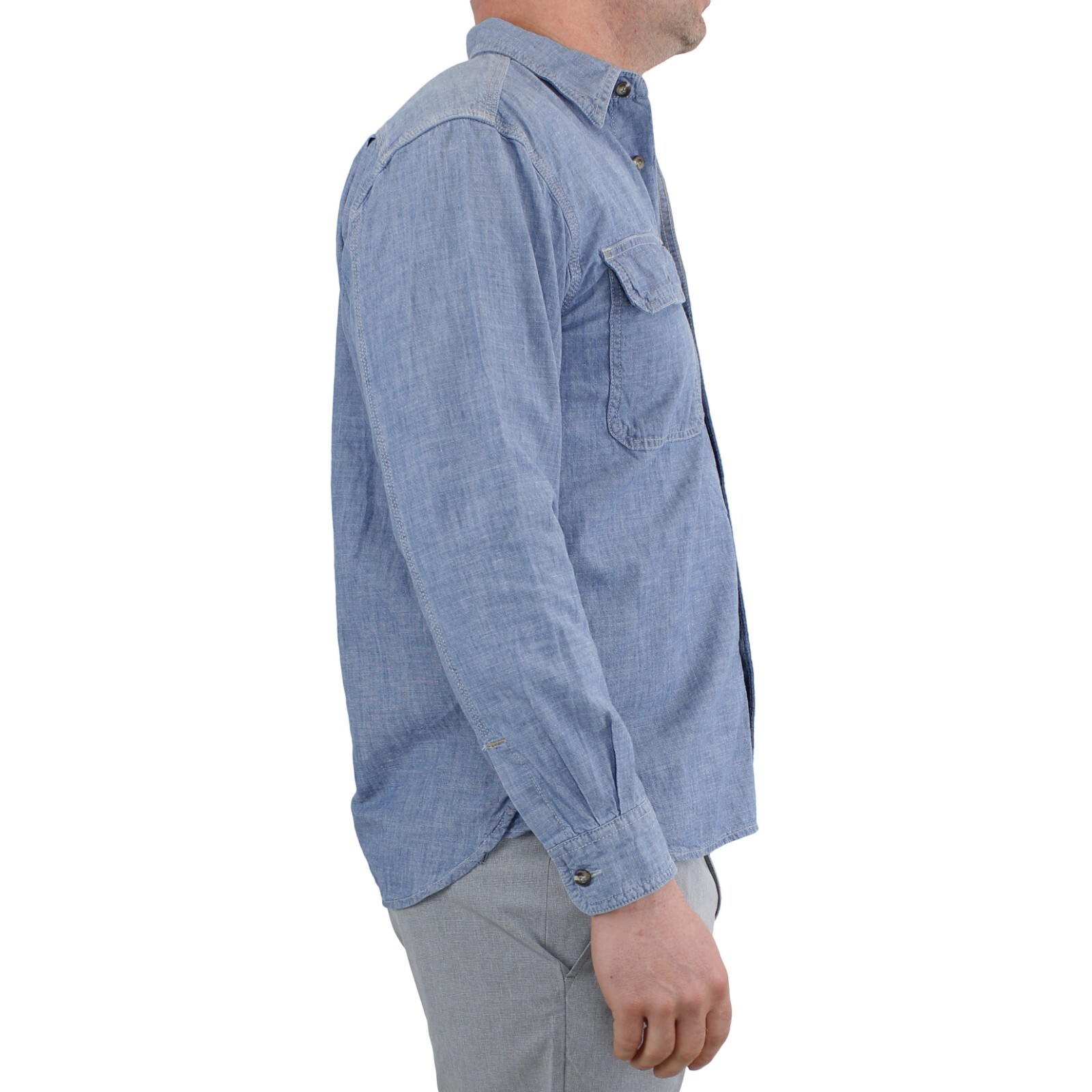 Wrangler RIGGS Workwear Shirt Cotton Denim Long Sleeve Casual Button Up Pockets