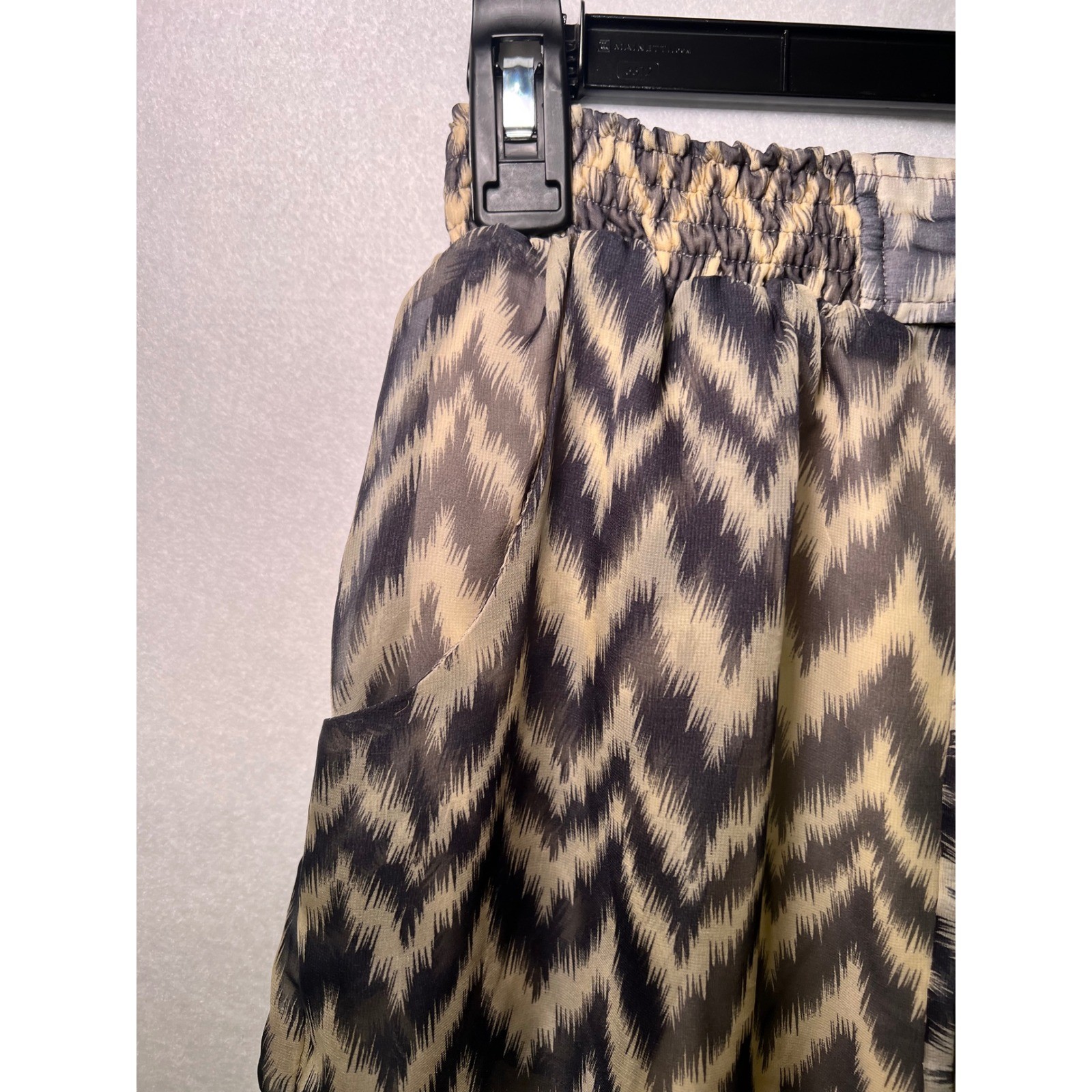 Double Zero Chevron Zig Zag Ombre Boho Chic Wide Leg Pants Smocked Waist L