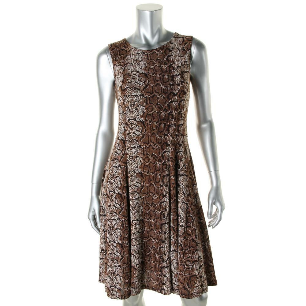 GORGEOUS! INC Womens Brown Snake Print Sleeveless Any Occasion Dress M $99.50