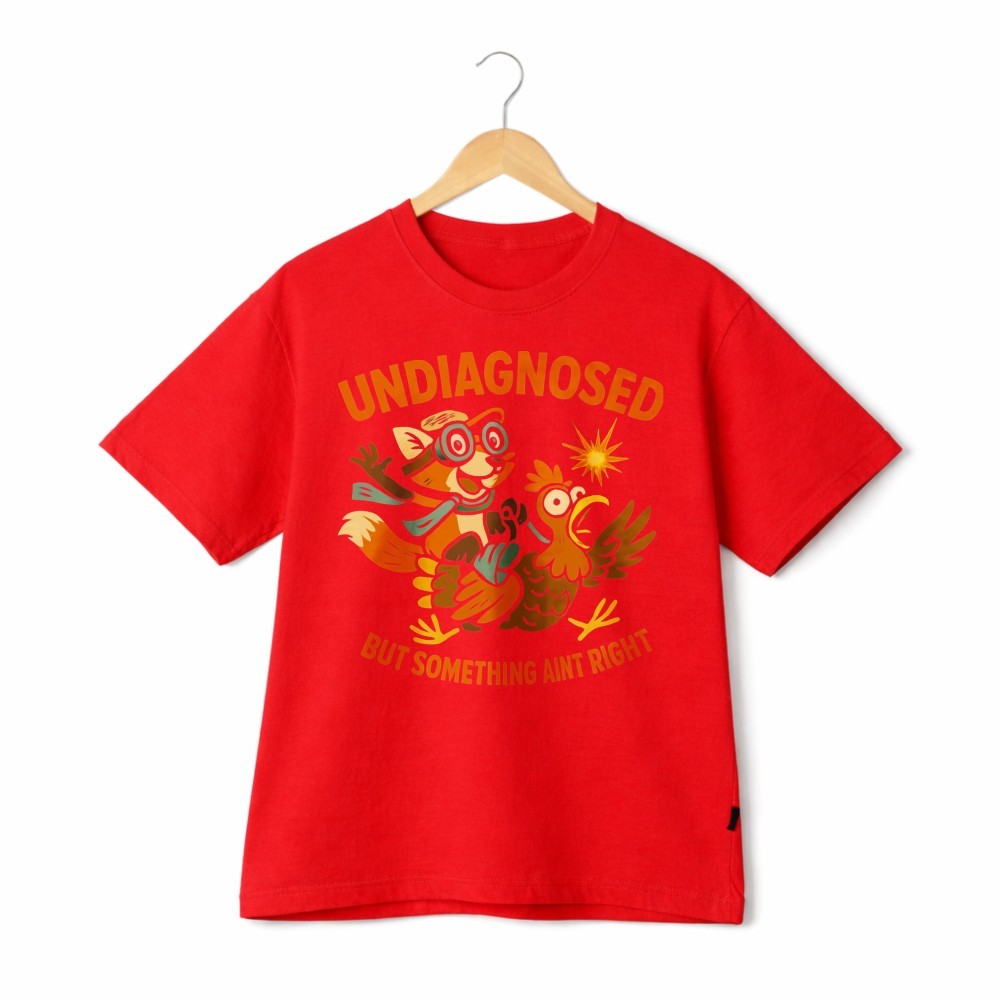 Undiagnosed But Something Ain’t Right Graphic T Shirt Fox Chicken Funny Tee