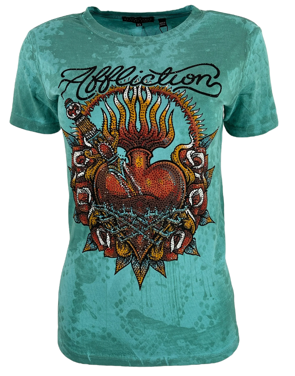 Affliction Women’s T-Shirt Queenie Rae Biker Tattoo
