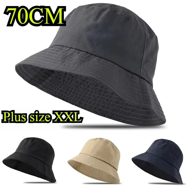Portable Waterproof Bucket Hat XXL 70cm Large Head Sun Hat Men Women Wide Brim