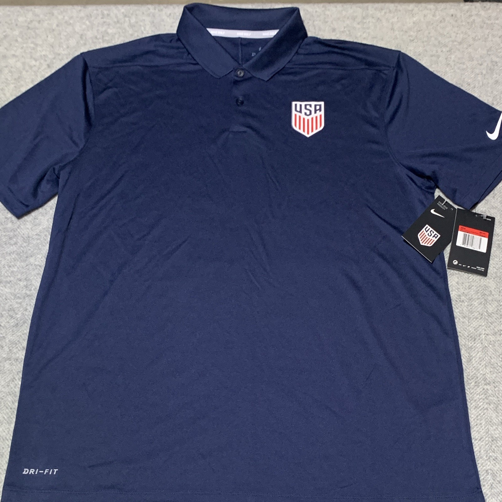 Nike Golf Dri-FIT USA Polo Shirt Men’s L Regular Blue Solid Short Sleeve