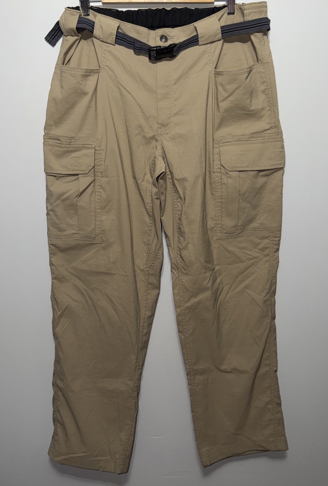 Duluth Trading Mens Cargo Pants Size XL 32 Khaki Nylon Stretch Outdoor Mid Rise