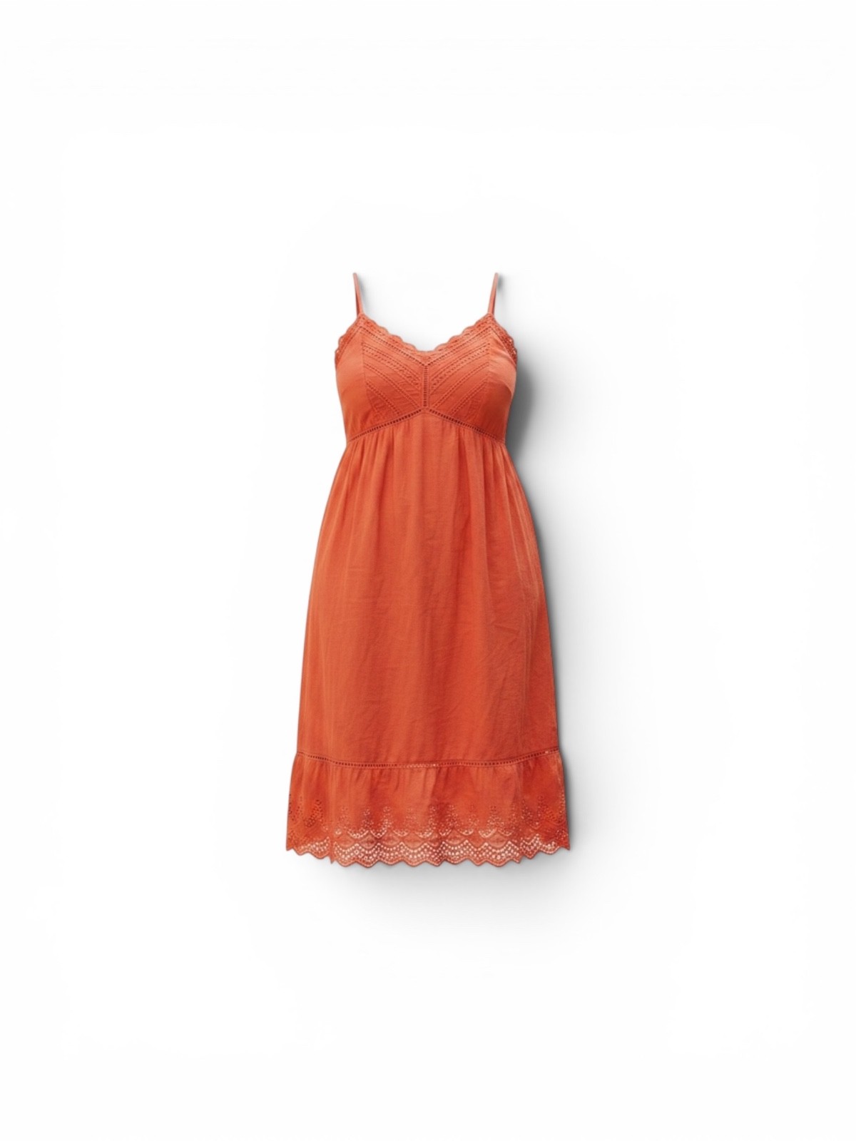 Old Navy Women’s Large Coral Orange Smocked Sleeveless Midi Dress