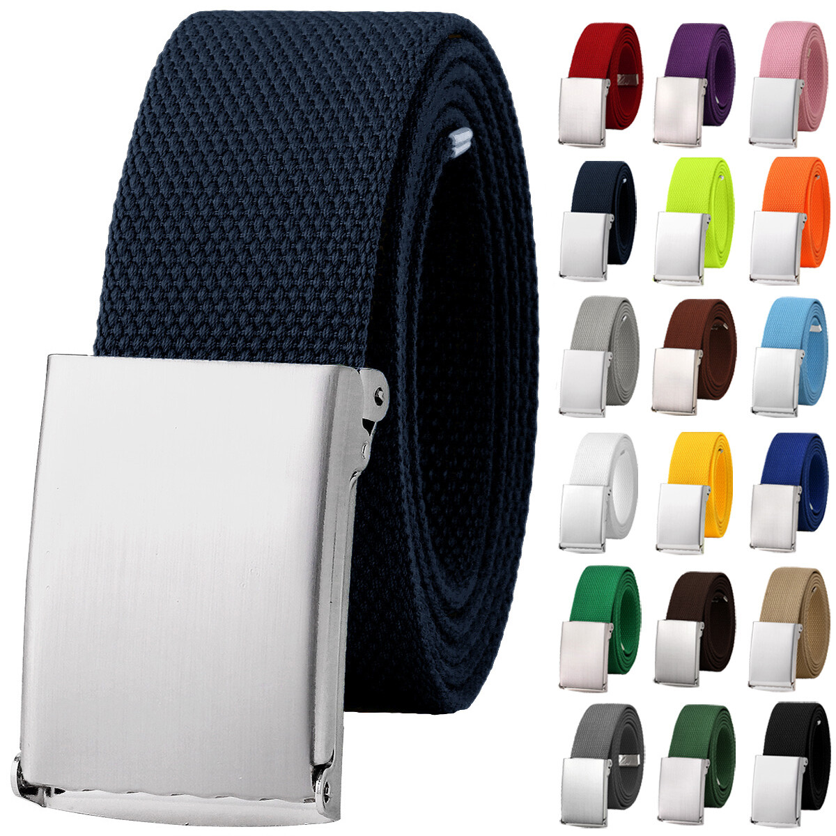 Falari Canvas Web Belt Adjustable Size Cut to Fit Golf Belt Flip Top Buckle