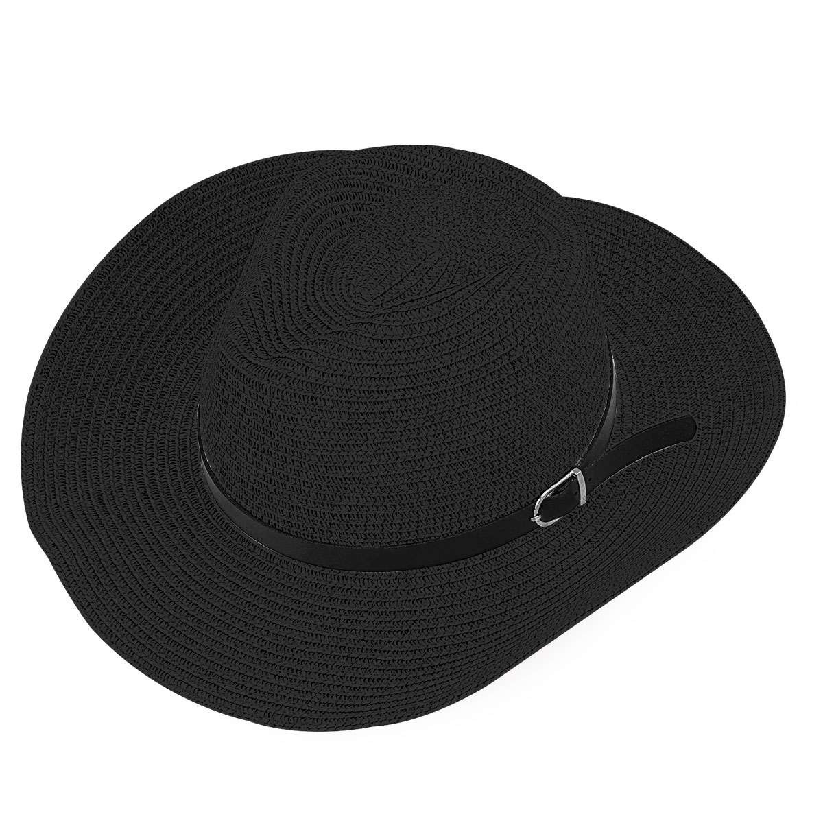 Womens Wide Brim Sun Hat with Wind Lanyard UPF Summer Straw Sun Hats M-L SIZE
