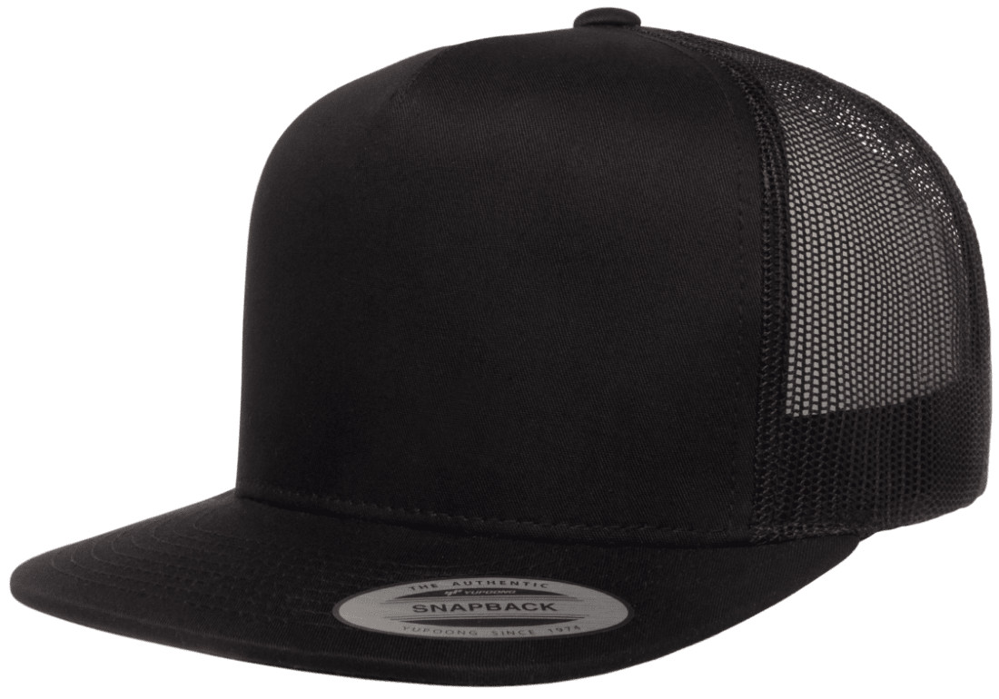 YP Classics Yupoong Flat Bill Trucker Cap Structured Meshback Snapback Hat 6006