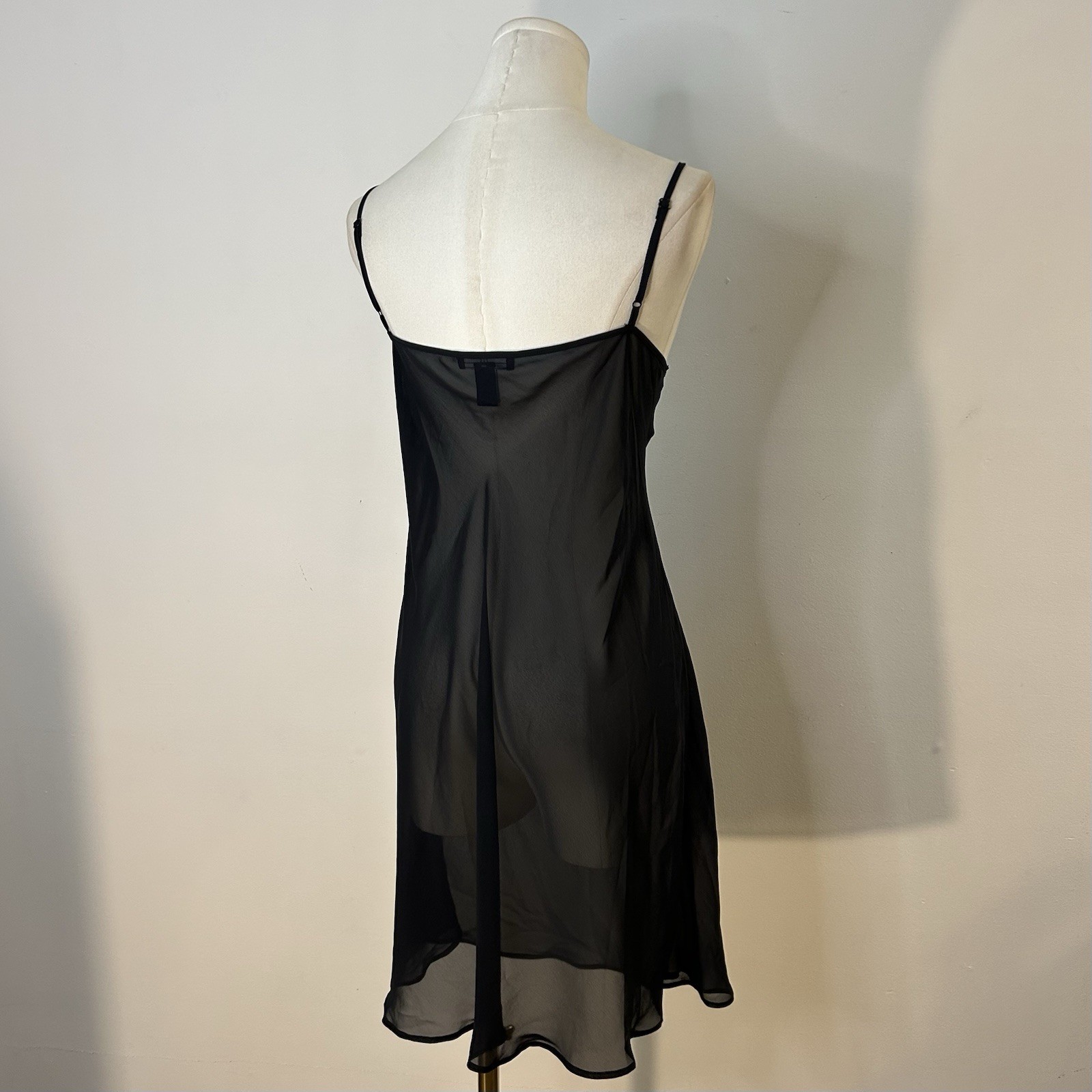 Y2K Sheer Black Mini Slip Dress Whimsigoth Alt Grunge Goth Fairy 39-43 Inch Bust