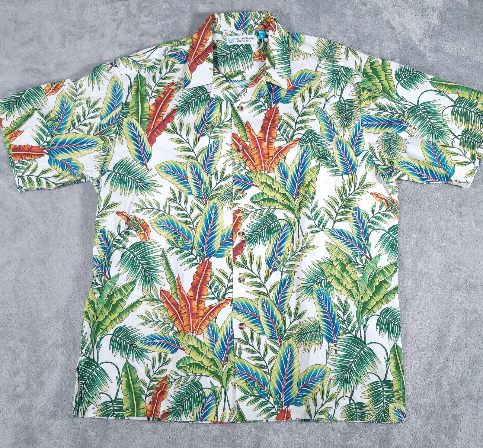 Tori Richard Uniform Hawaiian Shirt Mens Large Hawaiian Aloha Camp Resort Cruise