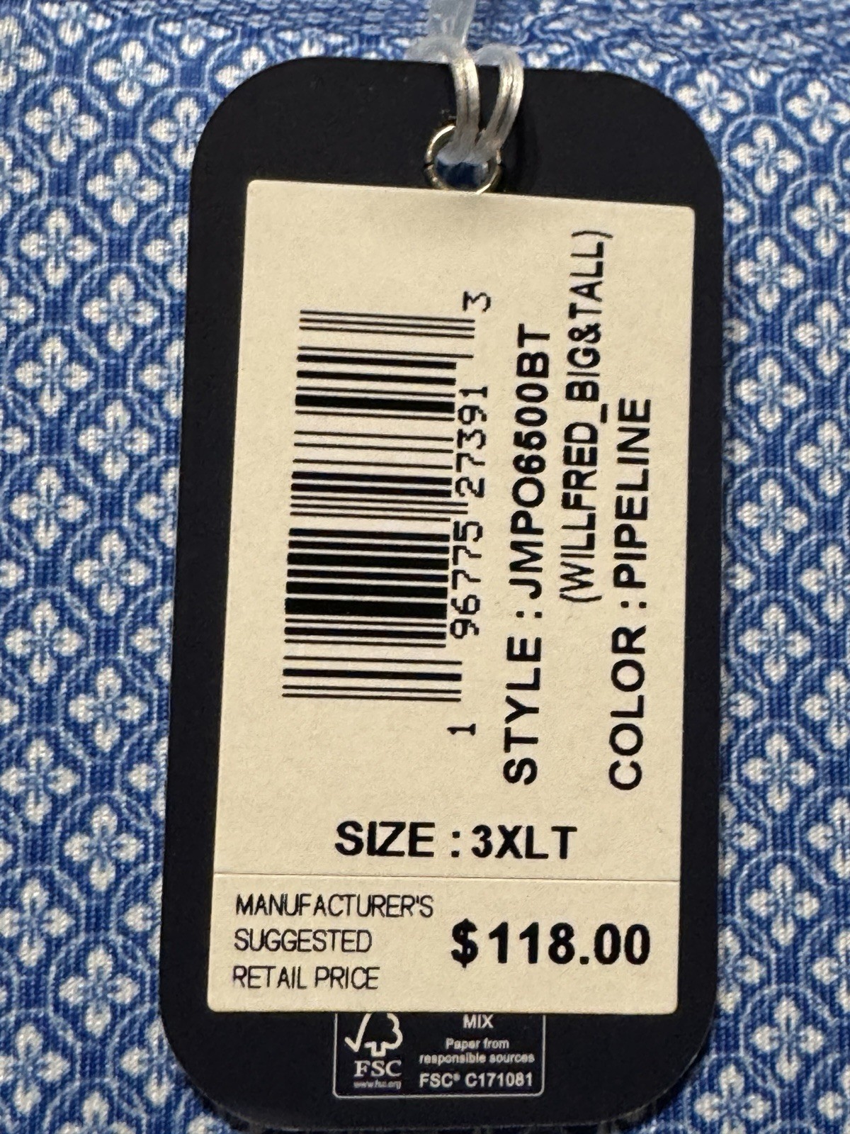 Johnnie-O Willfred Pipeline Performance Printed Polo Size 3XLT Golf Logo