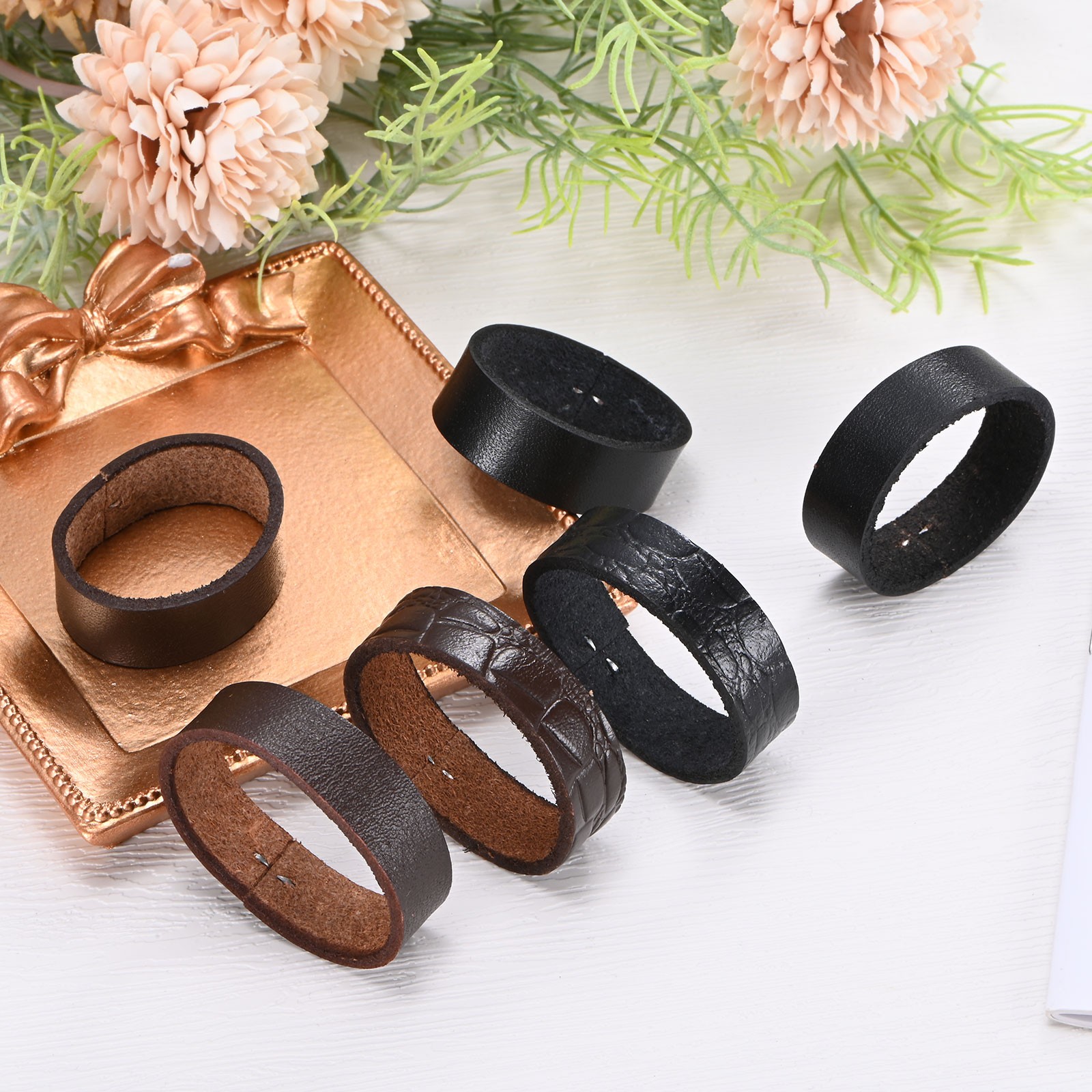 2-Pack Leather Loop Keeper, 1.5 Inch Texture Belt Loop Keepers [Black]