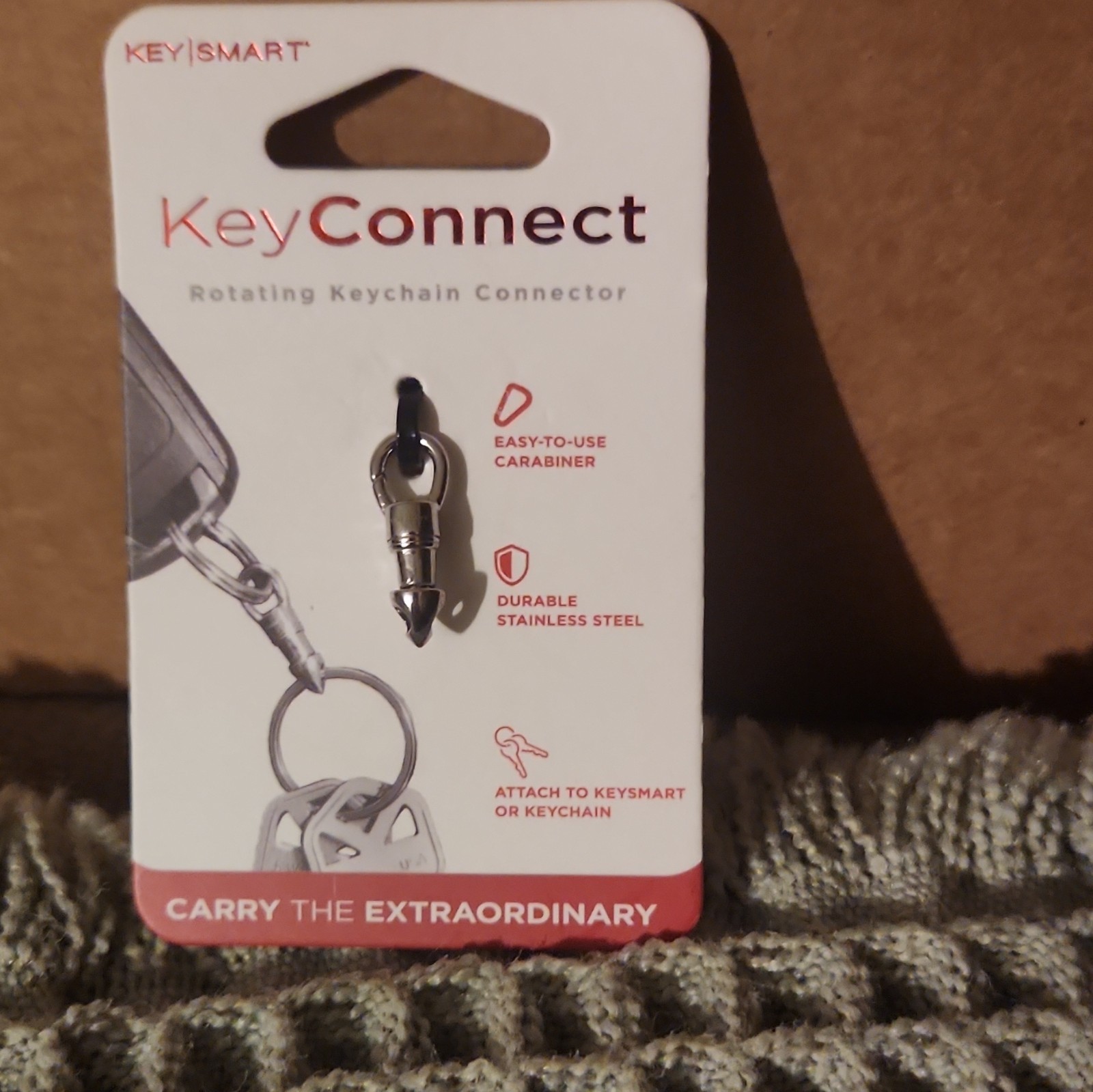 KeySmart KeyConnect Rotating Stainless Steel Silver Carabiner Keychain KS848-SS