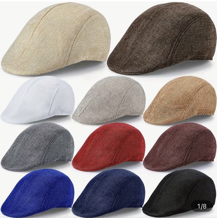 Solid Flat Newsboy Paperboy Gatsby Golf Driving Irish Cabbie Hat Cap~OSFM~NEW