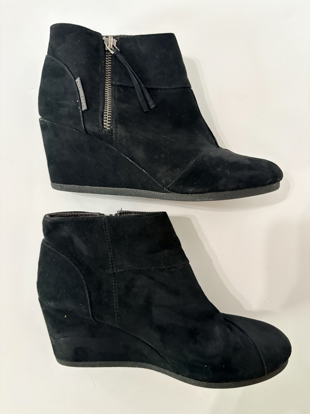 Attention Emmy Black Suede Booties Wedges Shoes Womens Size 8 US 6.5 uk 40 eu