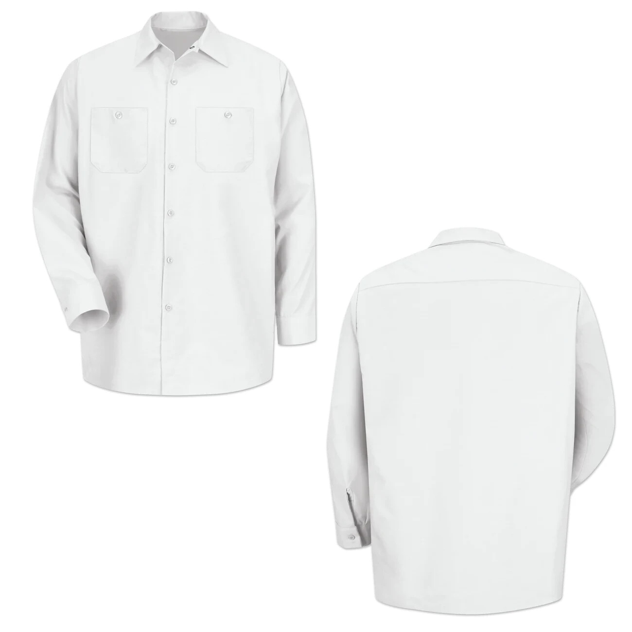 Red Kap Work Shirt Solid Color 2 Pocket Men’s Industrial Uniform Long Sleeve