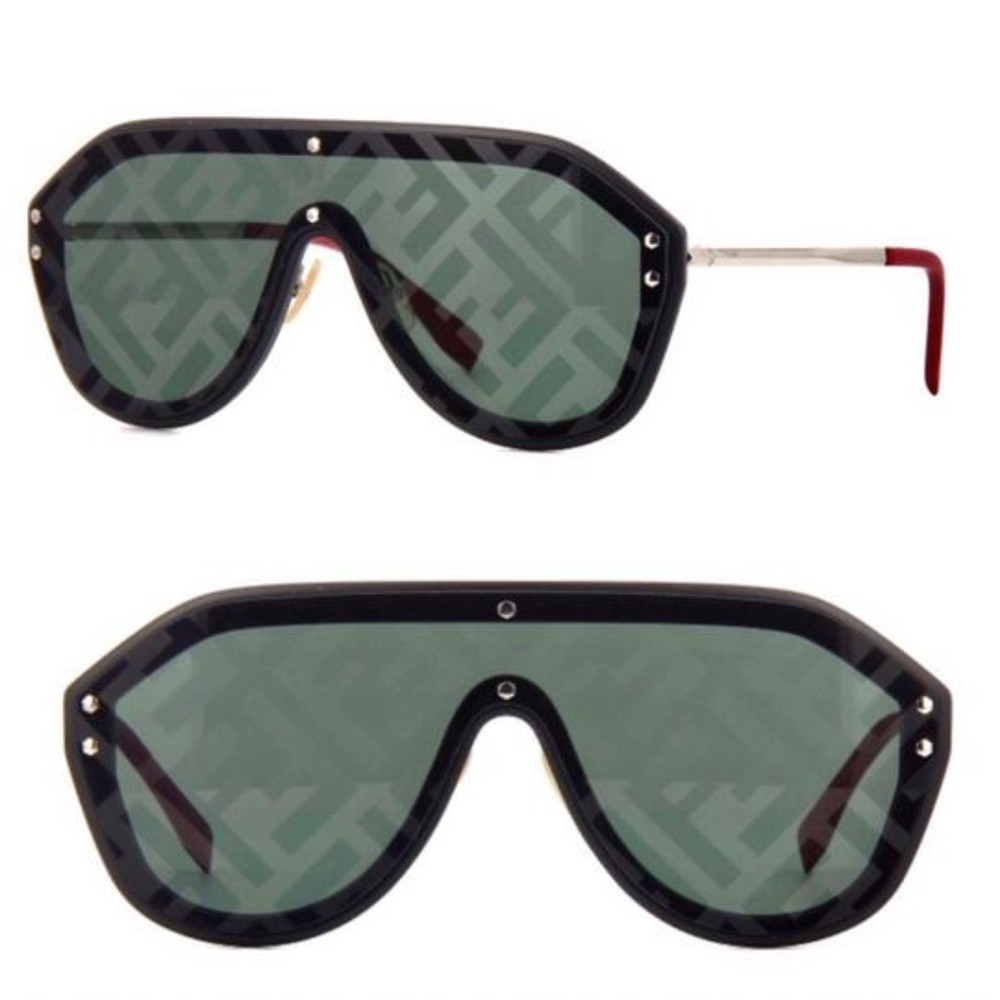 Fendi Men FF M0039/G 807 XR Shield Plastic Black Sunglasses