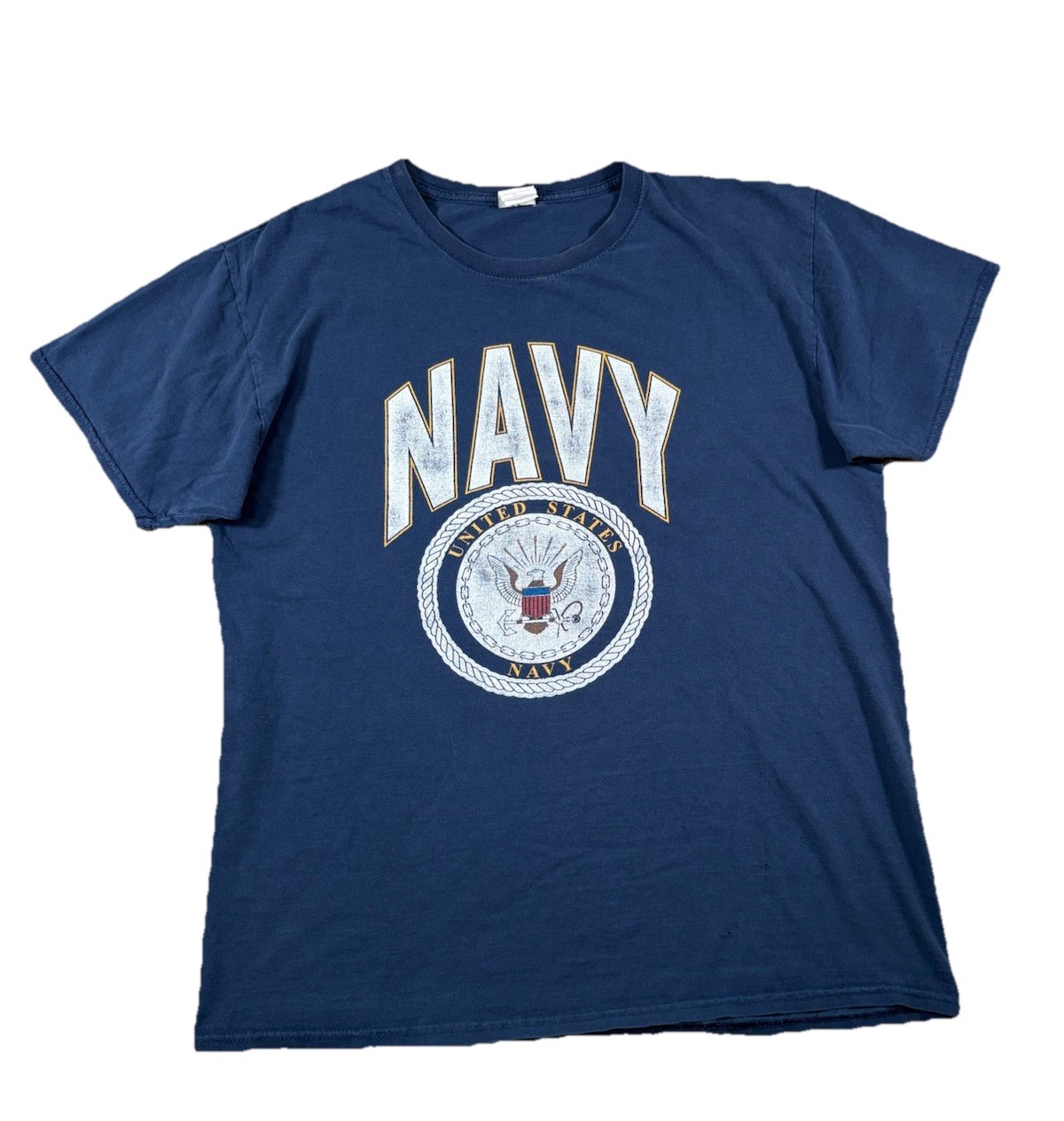 Vintage United States US Navy Tee Shirt Size Large Faded Graphic Distressed