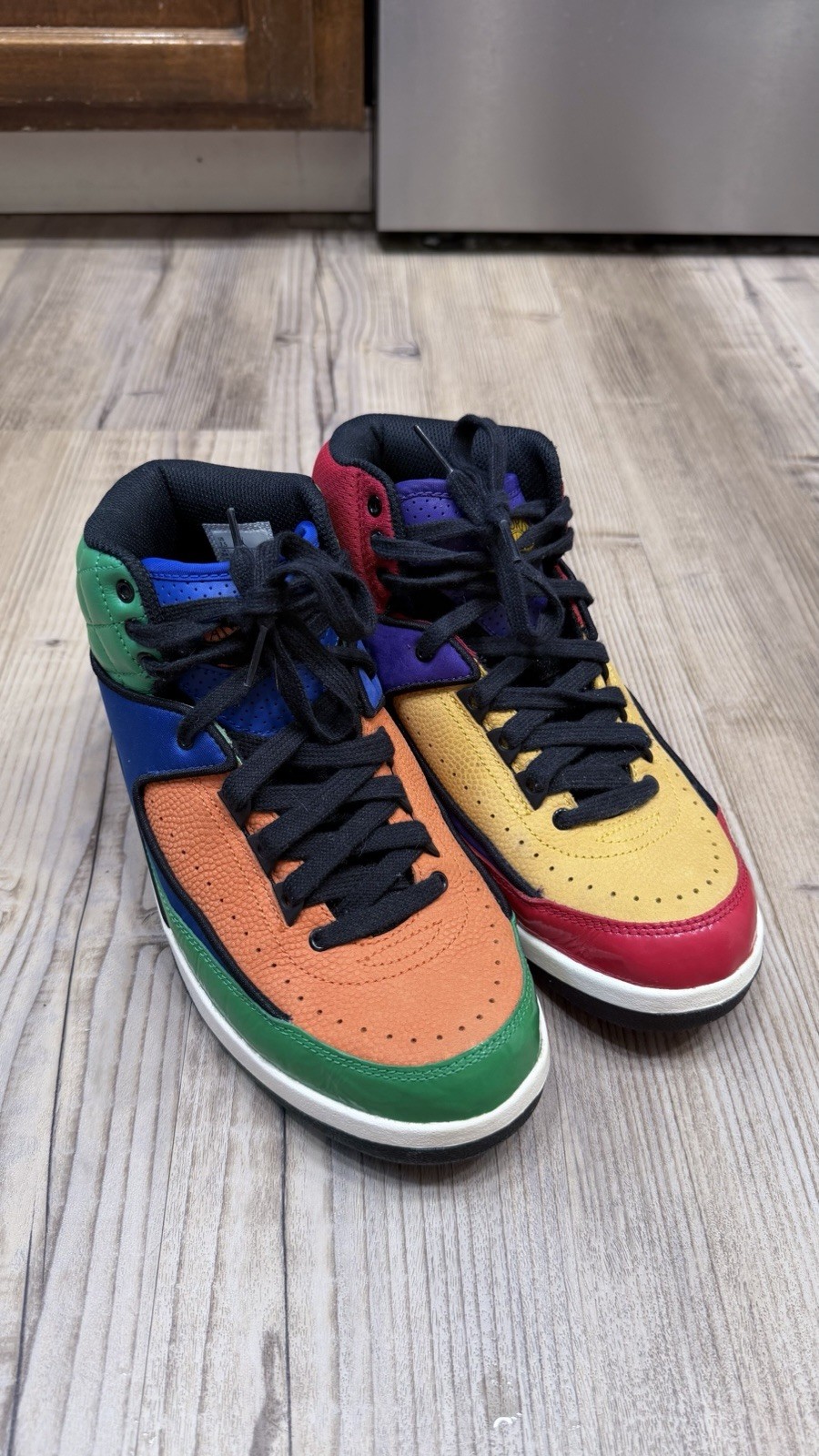 Nike Jordan Retro 2 Mid Top Multicolor Colorblock Leather Lace-Up Sneakers