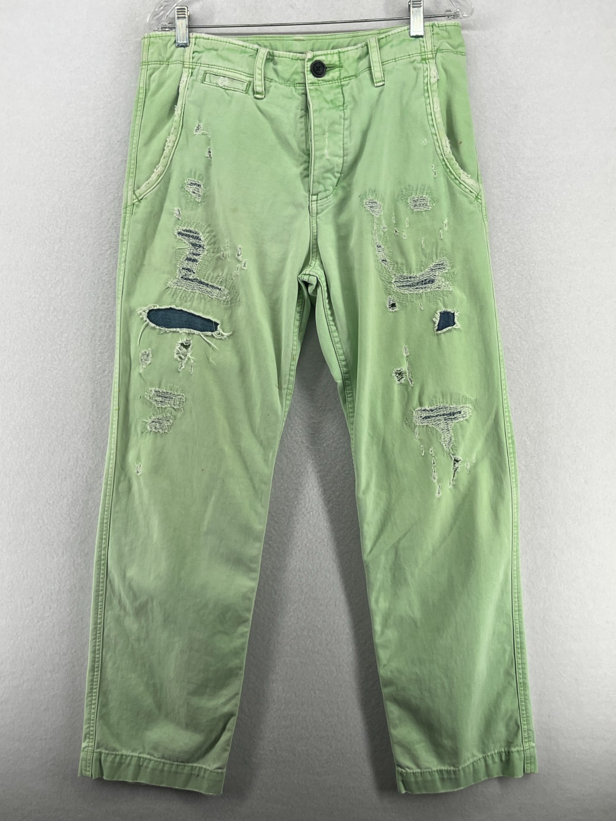 TRUE RELIGION Jeans Men 31 Roman Phoenix Distressed Patchwork Denim Cotton Green