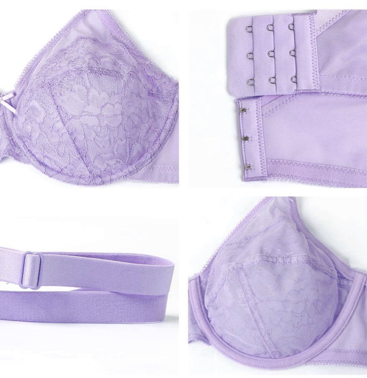 HSIA Enchante Unlined Non-padded Lace Underwire Bra 36H-46DDD