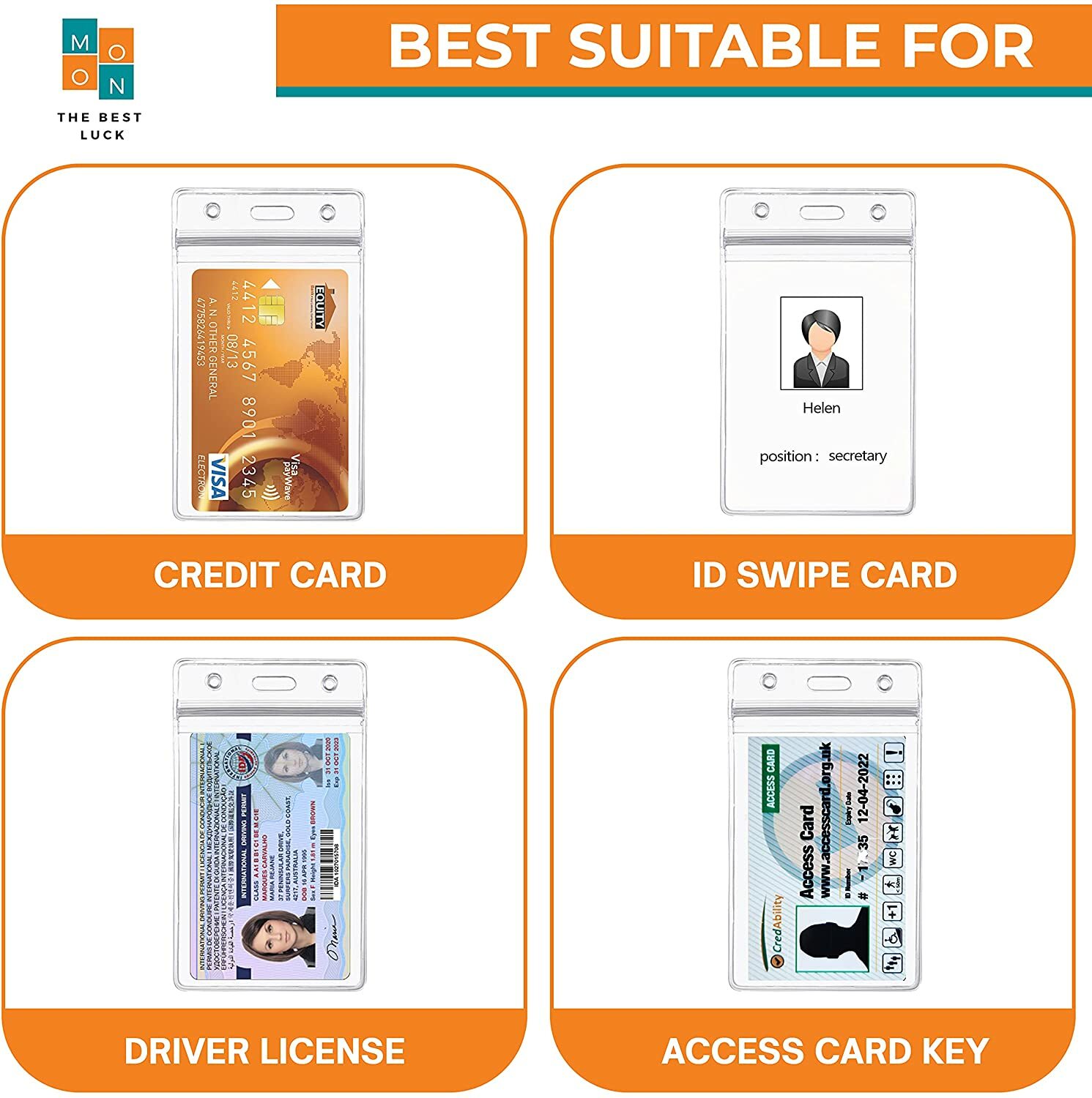 Card badge Holder WATERPROOF vertical ID Credit Clear Business Travel Disneyland