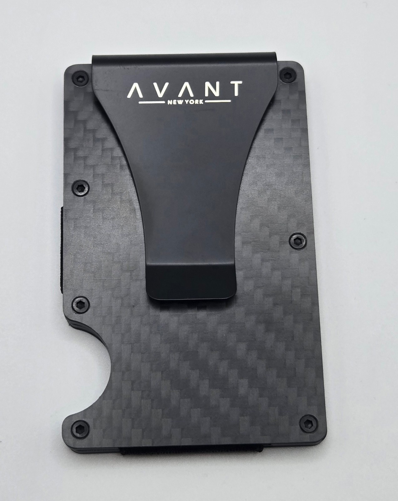 AVANT WOOD Slim Fold New Minimalist Mens WALLET, Carbon Fiber Black, RFID Cash