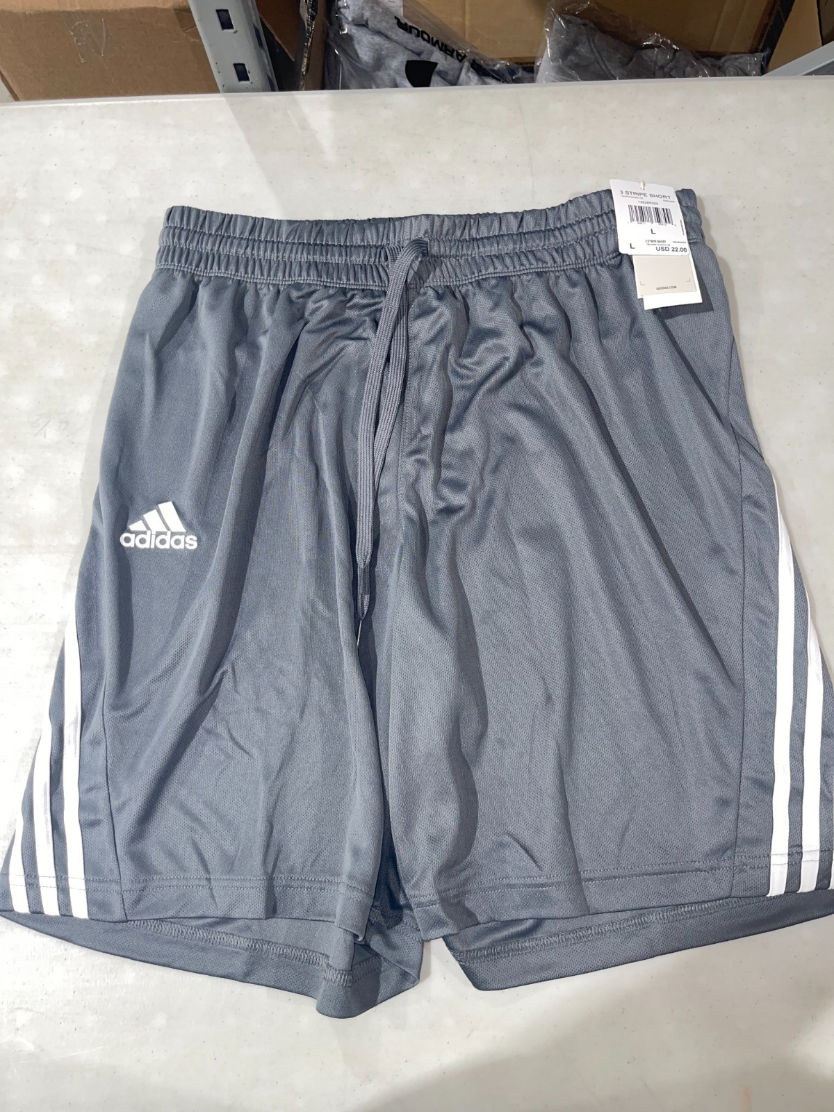 Adidas men’s 3 stripe short onyx grey GM2489