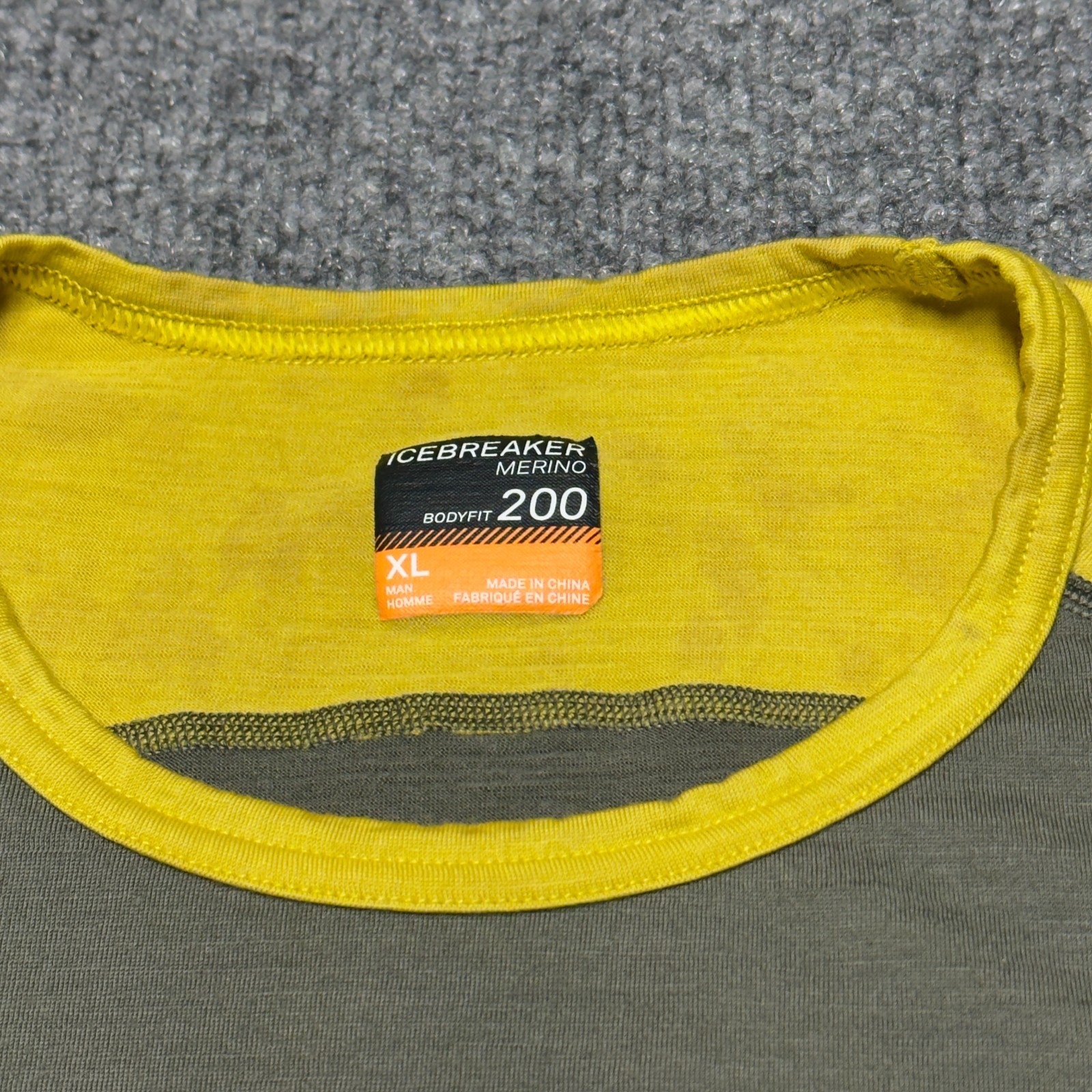 Icebreaker Bodyfit 200 Merino Base Layer Men XL Yellow Green 100% Merino Wool