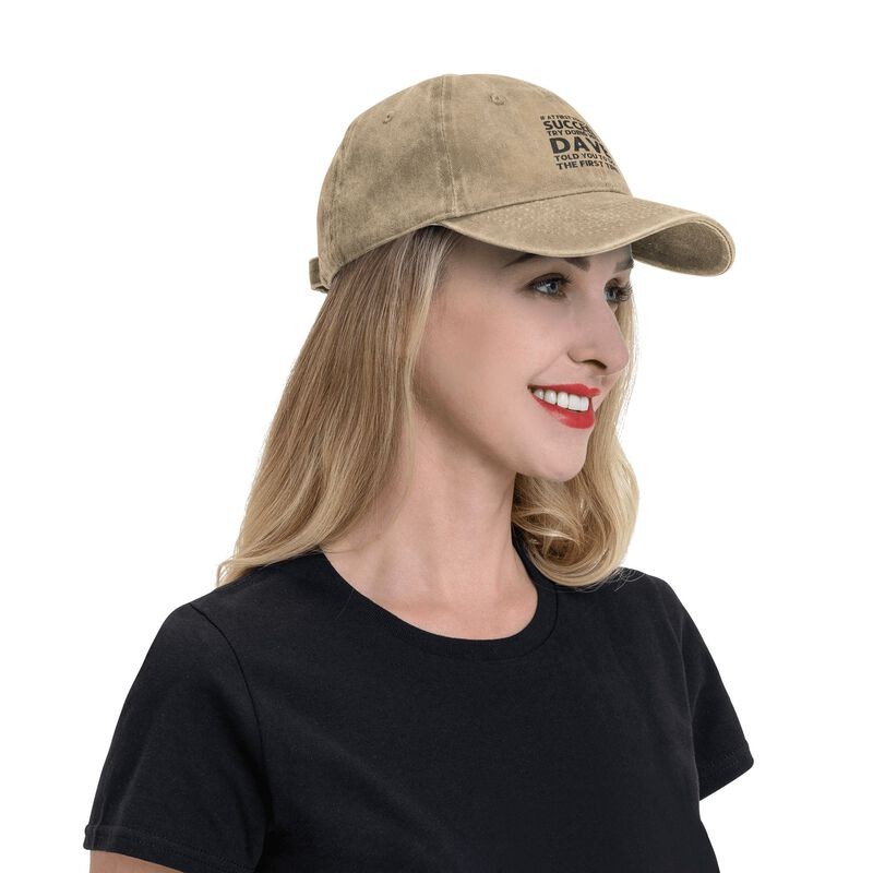 SUCCEED DAVE Unisex Washed Baseball Cap Funny Graphic Print Adjustable Sun Hat